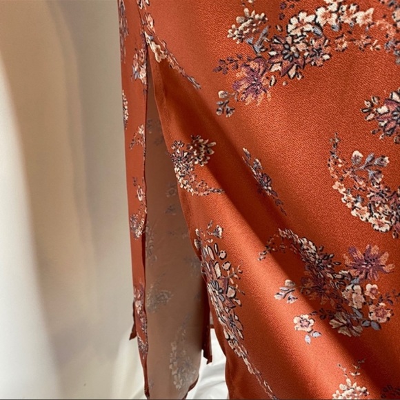 NWT Amana Rust Floral Kimono Wrap With Tie Size L - Picture 5 of 11